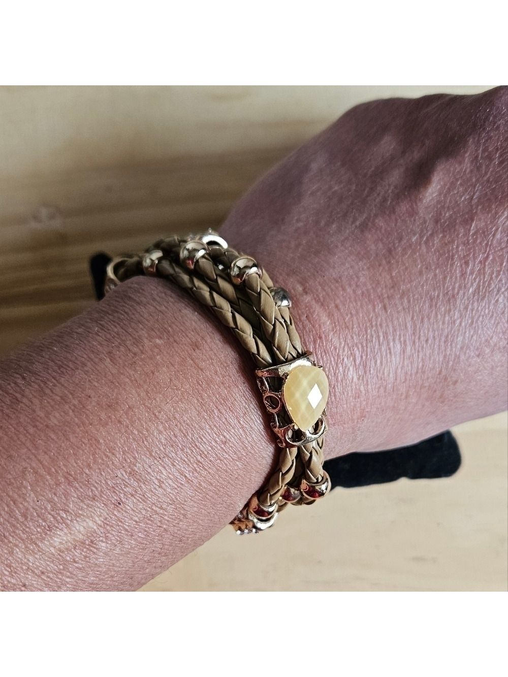 4-Strand Leather Braided Rope Wrap Bracelet with Magnet Closure